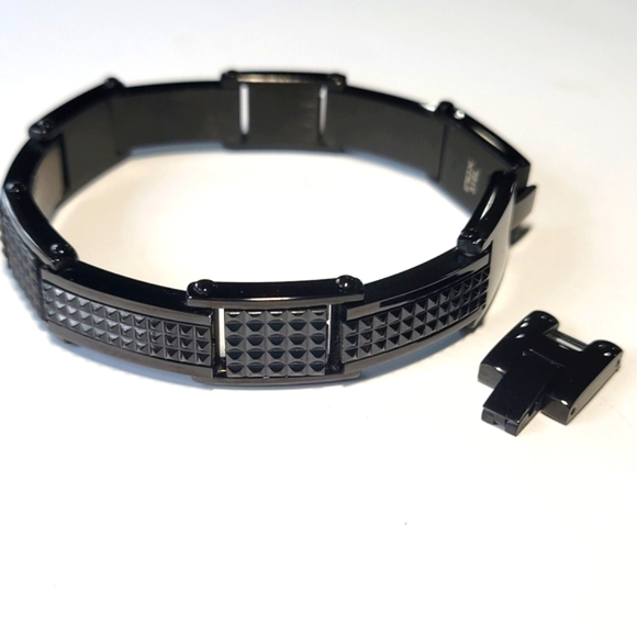 Inox Jewelry Men's Black IP 316L Stainless Adjustable Link Bracelet 8.25" - Picture 7 of 7